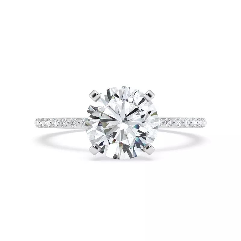 14K White Gold Tradition Pavé Lab Shared Prong Hidden Halo Engagement Ring (1/4ct. tw.)