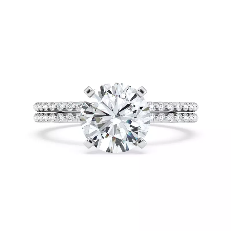 14K White Gold Tradition Pavé Lab Shared Prong Hidden Halo Engagement Ring (1/4ct. tw.)