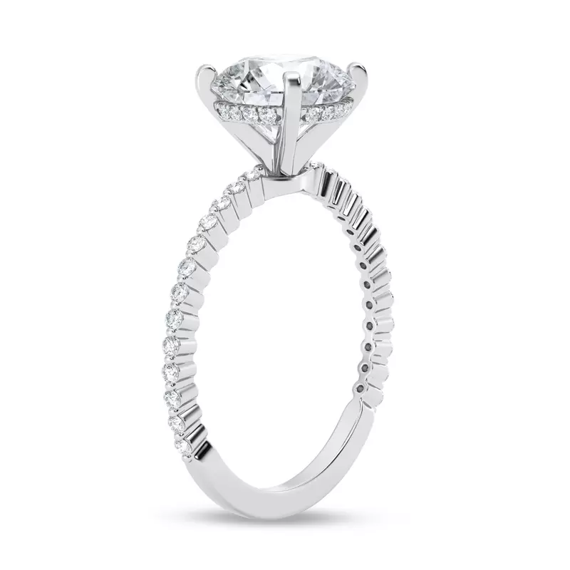 14K White Gold Tradition Pavé Lab Shared Prong Hidden Halo Engagement Ring (1/4ct. tw.)