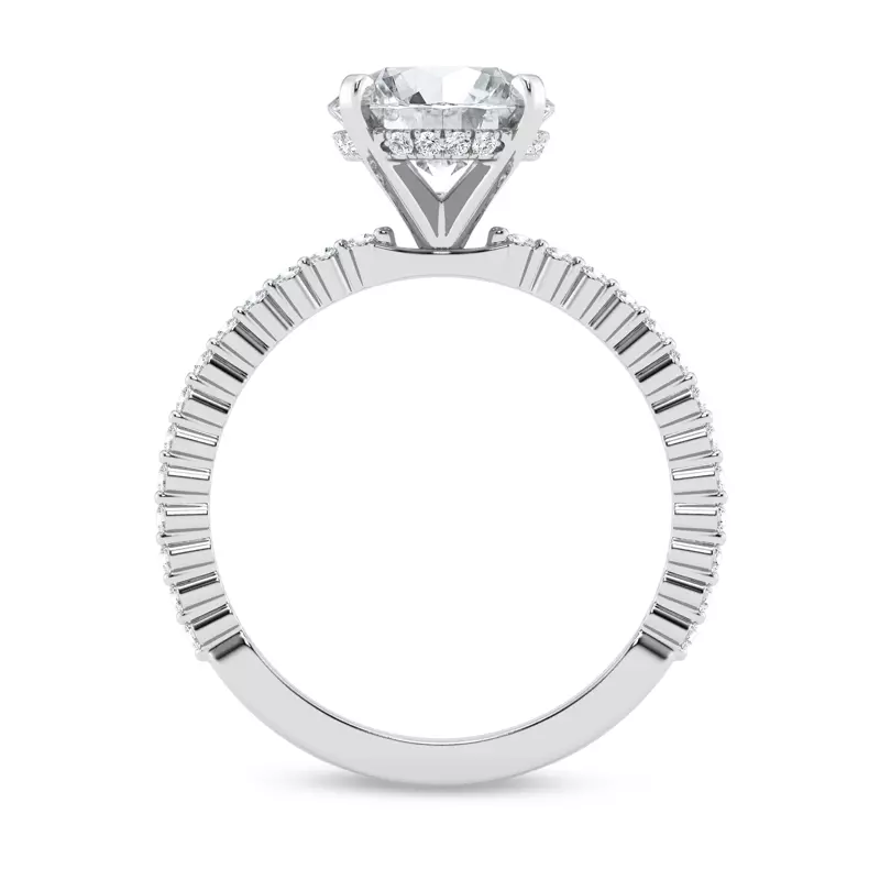 14K White Gold Tradition Pavé Lab Shared Prong Hidden Halo Engagement Ring (1/4ct. tw.)