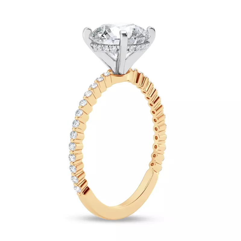 14K Yellow Gold Tradition Pavé Lab Shared Prong Hidden Halo Engagement Ring (1/4ct. tw.)