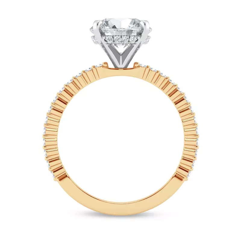 14K Yellow Gold Tradition Pavé Lab Shared Prong Hidden Halo Engagement Ring (1/4ct. tw.)