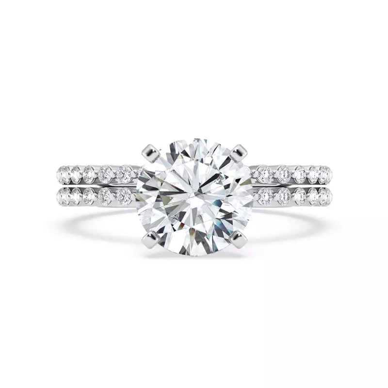 Platinum Tradition Pavé Lab Shared Prong Hidden Halo Engagement Ring (.30ct. tw.)
