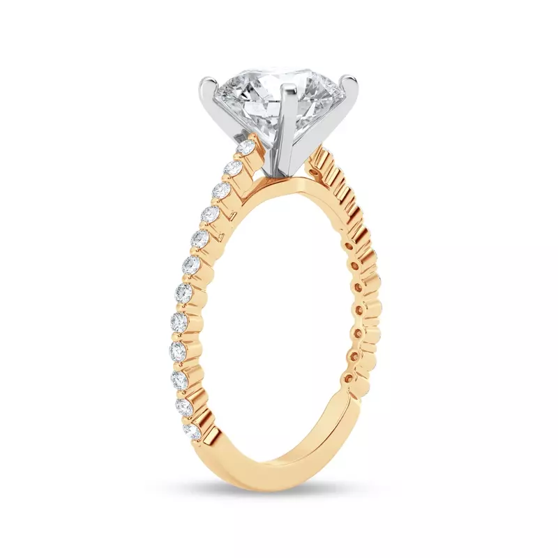 14K Yellow Gold Tradition Shared Prong Pavé Lab Cathedral Engagement Ring (1/4ct. tw.)