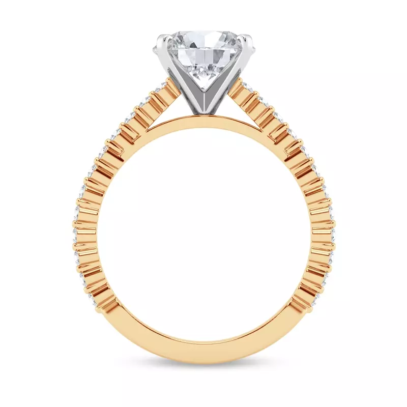 14K Yellow Gold Tradition Shared Prong Pavé Lab Cathedral Engagement Ring (1/4ct. tw.)