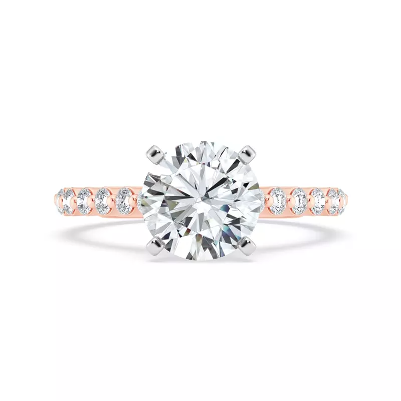 14K Rose Gold Tradition Shared Prong Pavé Lab Cathedral Engagement Ring (1/2ct. tw.)