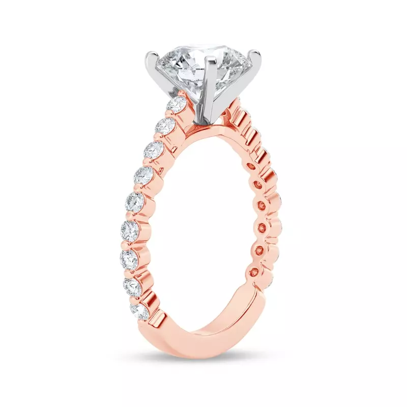14K Rose Gold Tradition Shared Prong Pavé Lab Cathedral Engagement Ring (1/2ct. tw.)