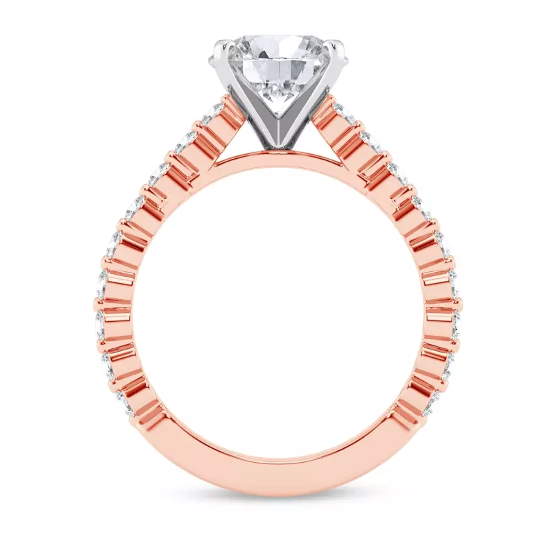 14K Rose Gold Tradition Shared Prong Pavé Lab Cathedral Engagement Ring (1/2ct. tw.)