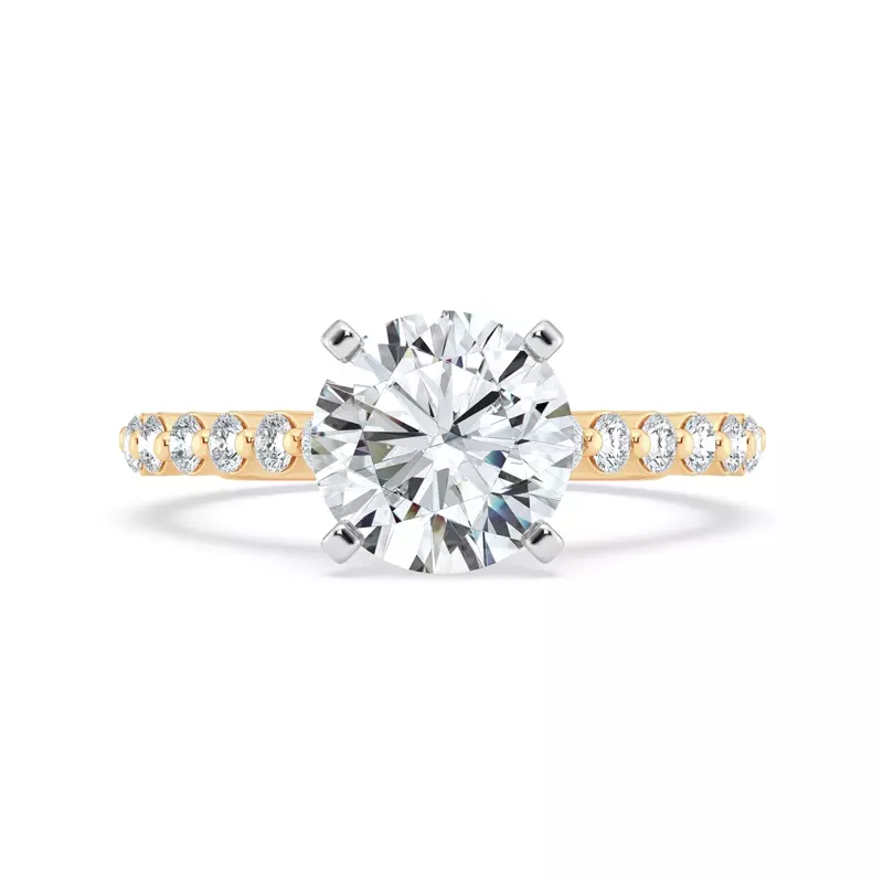 14K Yellow Gold Tradition Shared Prong Pavé Lab Cathedral Engagement Ring (1/2ct. tw.)