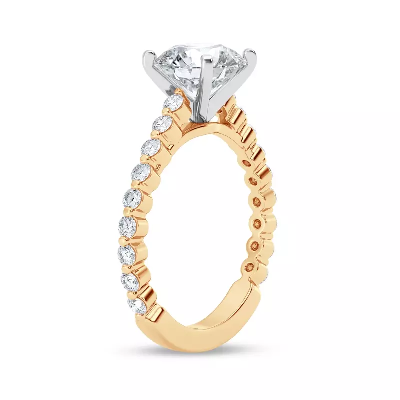 14K Yellow Gold Tradition Shared Prong Pavé Lab Cathedral Engagement Ring (1/2ct. tw.)