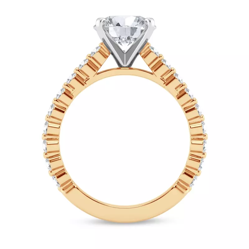 14K Yellow Gold Tradition Shared Prong Pavé Lab Cathedral Engagement Ring (1/2ct. tw.)