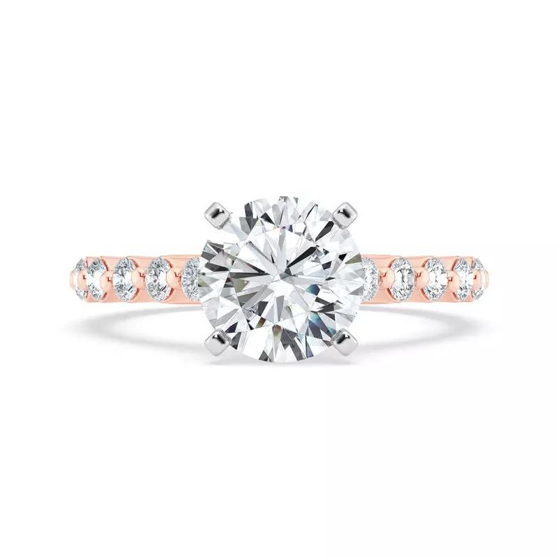 14K Rose Gold Tradition Shared Prong Pavé Lab Cathedral Engagement Ring (.70ct. tw.)
