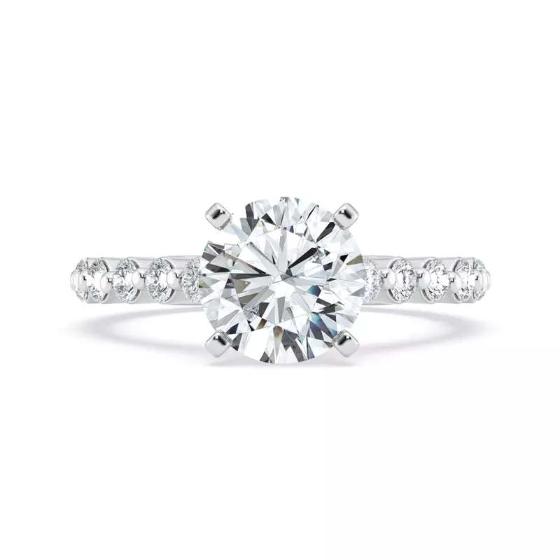 14K White Gold Tradition Shared Prong Pavé Lab Cathedral Engagement Ring (.70ct. tw.)