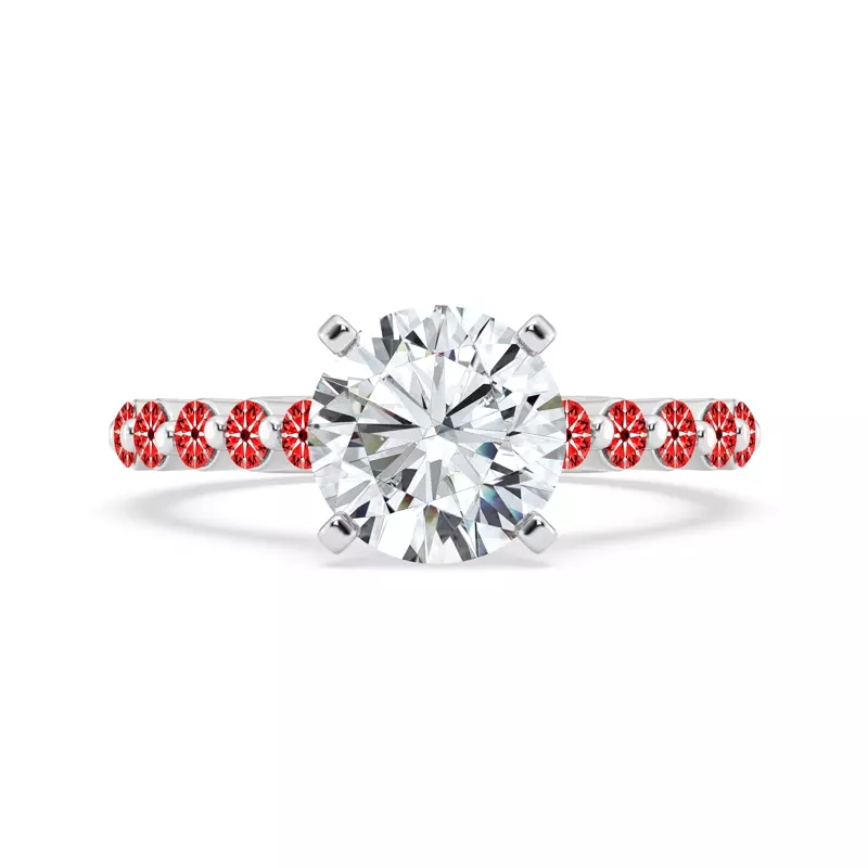 14K White Gold Tradition Shared Prong Pavé Lab Cathedral Engagement Ring (.70ct. tw.)
