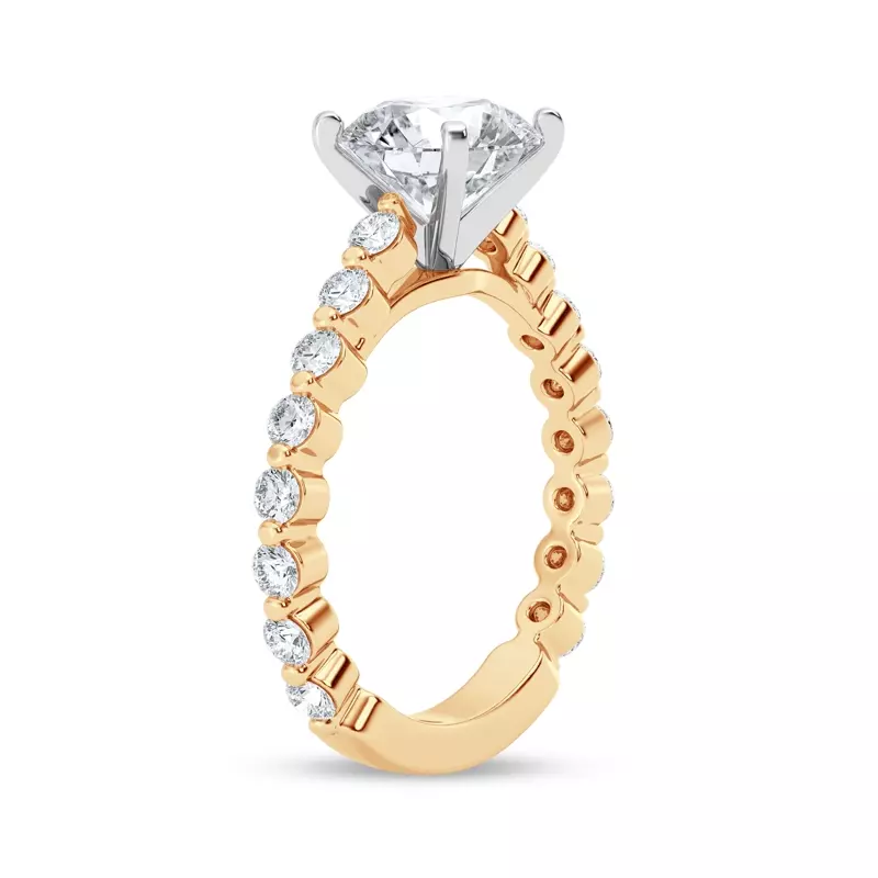 14K Yellow Gold Tradition Shared Prong Pavé Lab Cathedral Engagement Ring (.70ct. tw.)