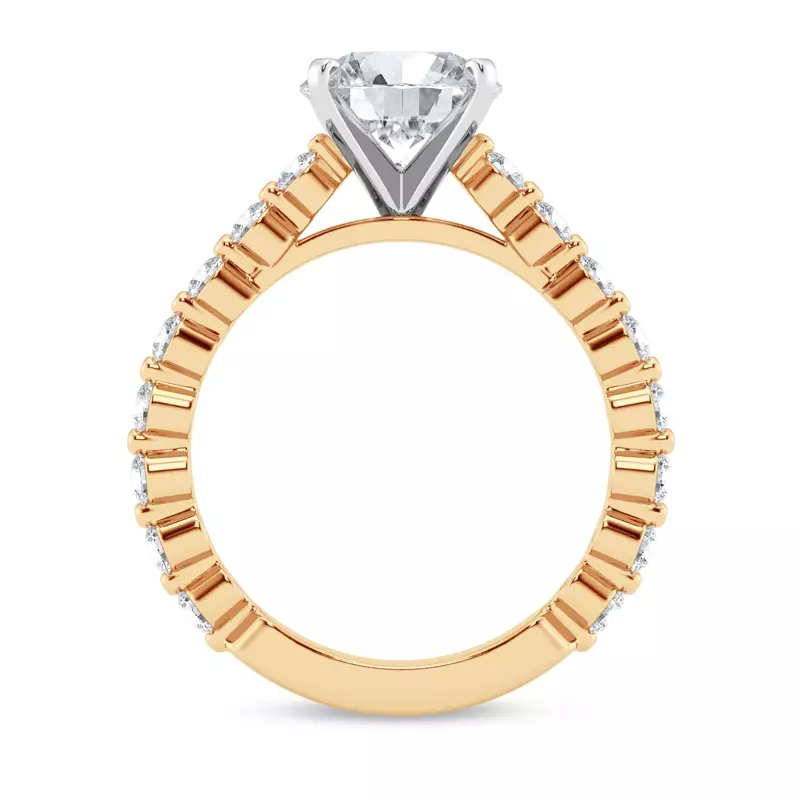 14K Yellow Gold Tradition Shared Prong Pavé Lab Cathedral Engagement Ring (.70ct. tw.)