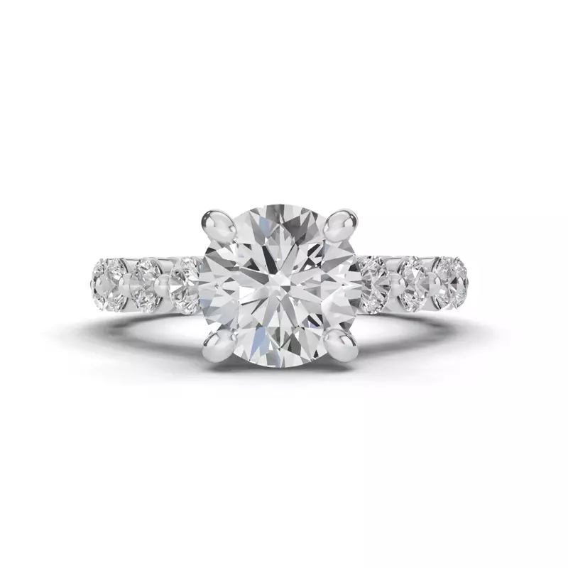 Tradition Shared Prong Pavé Lab Cathedral Engagement Ring (.95ct. tw.)