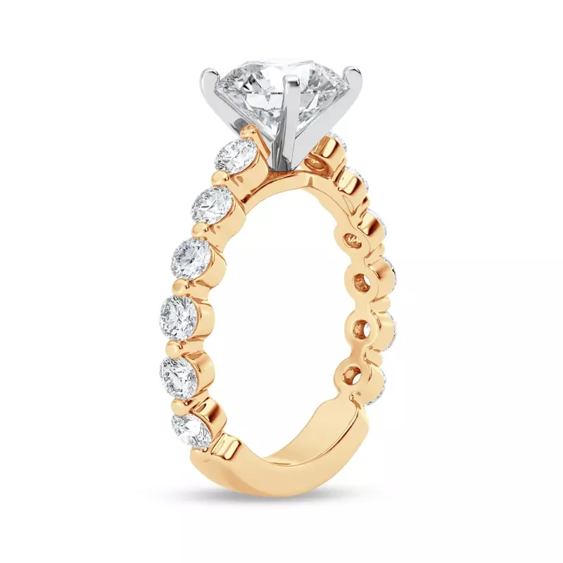 14K Yellow Gold Tradition Shared Prong Pavé Lab Cathedral Engagement Ring (.95ct. tw.)