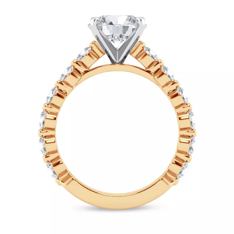 14K Yellow Gold Tradition Shared Prong Pavé Lab Cathedral Engagement Ring (.95ct. tw.)