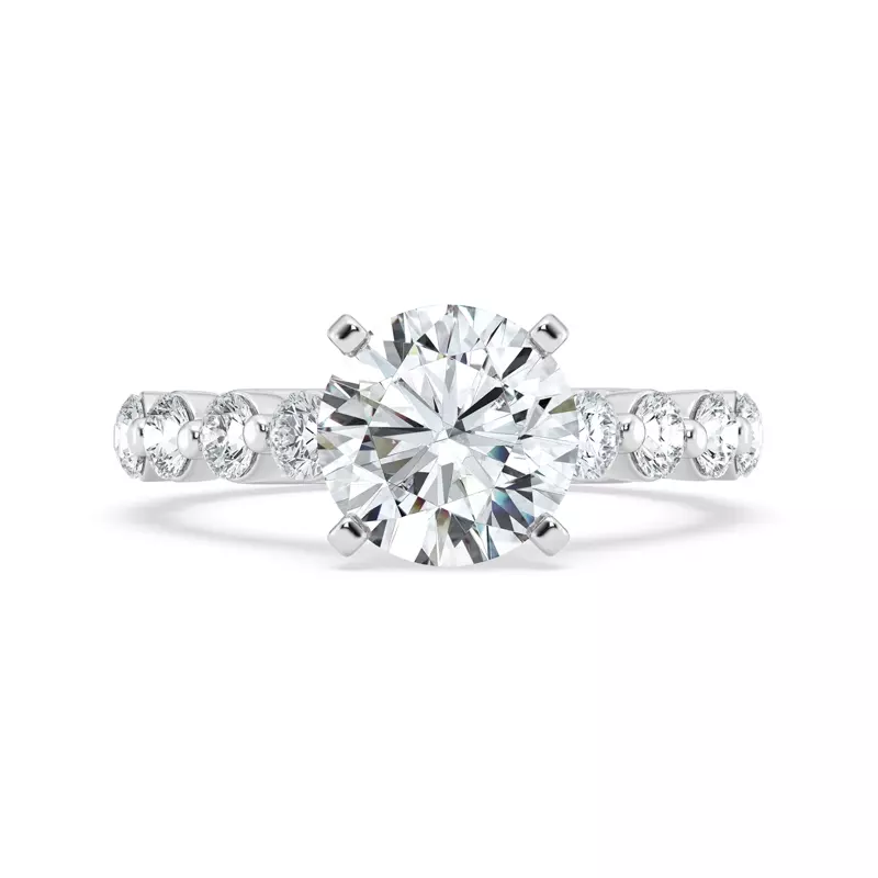 Platinum Tradition Shared Prong Pavé Lab Cathedral Engagement Ring (.95ct. tw.)