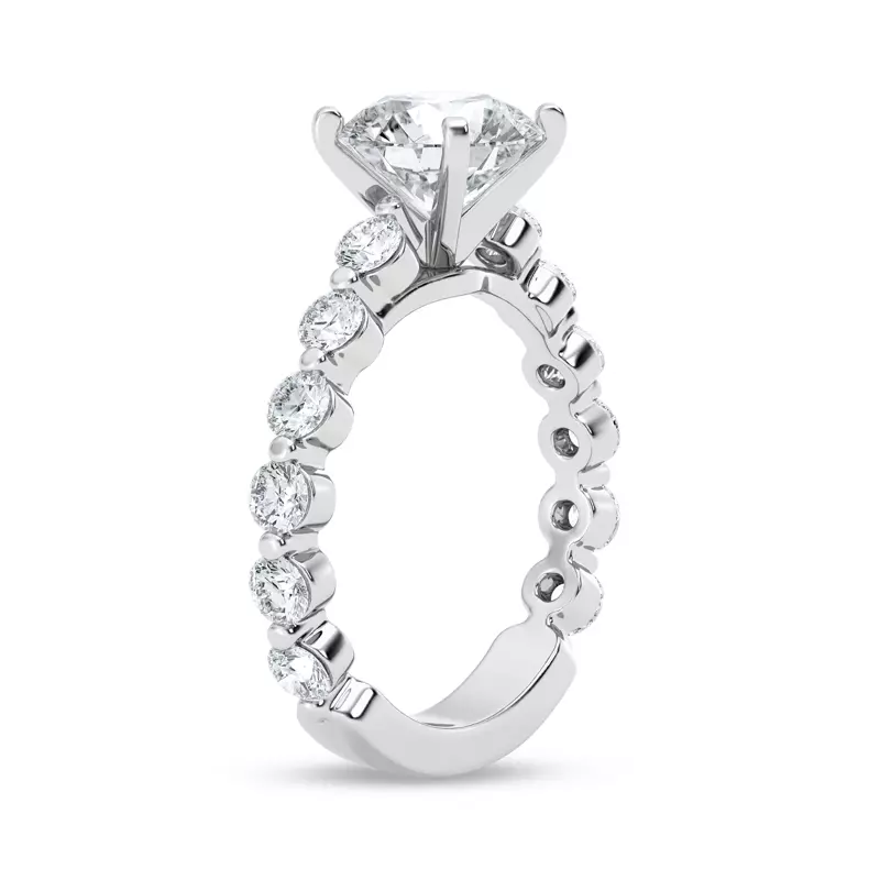 Platinum Tradition Shared Prong Pavé Lab Cathedral Engagement Ring (.95ct. tw.)