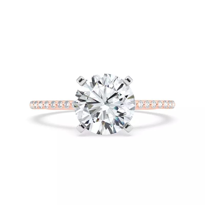14K Rose Gold Tradition Hidden Halo Pavé Lab Shared Prong Cathedral Engagement Ring (1/4ct. tw.)