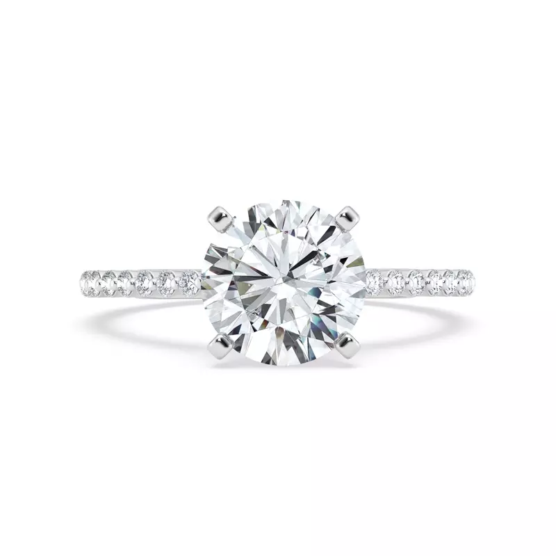 14K White Gold Tradition Hidden Halo Pavé Lab Shared Prong Cathedral Engagement Ring (.35ct. tw.)