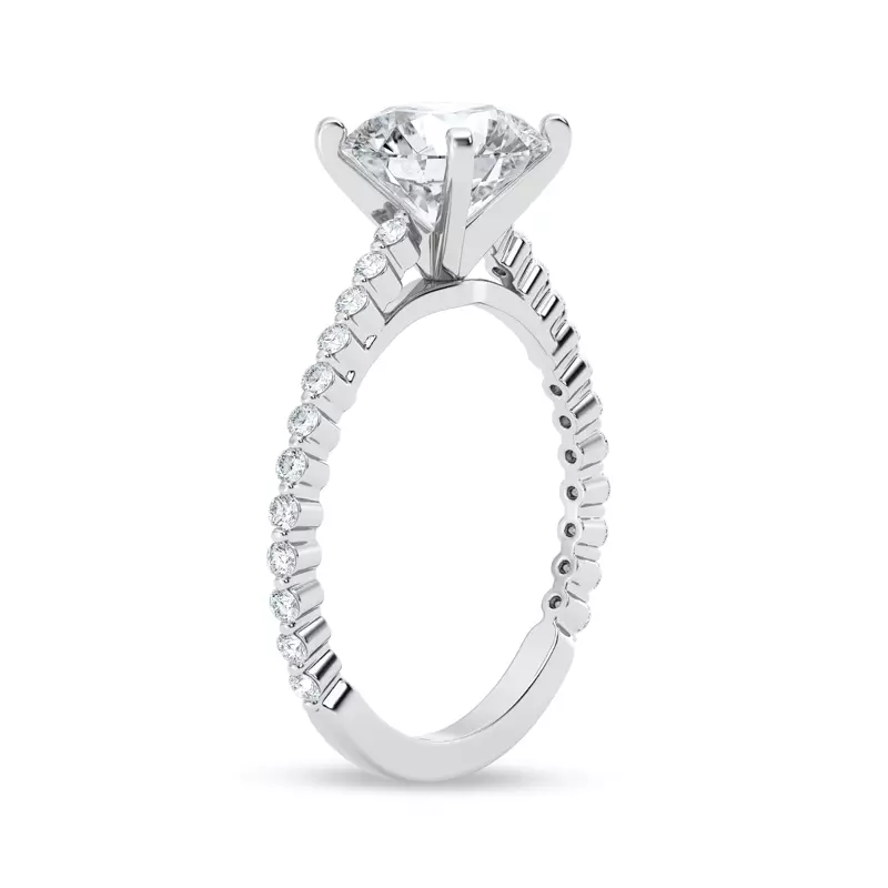 14K White Gold Tradition Hidden Halo Pavé Lab Shared Prong Cathedral Engagement Ring (.35ct. tw.)