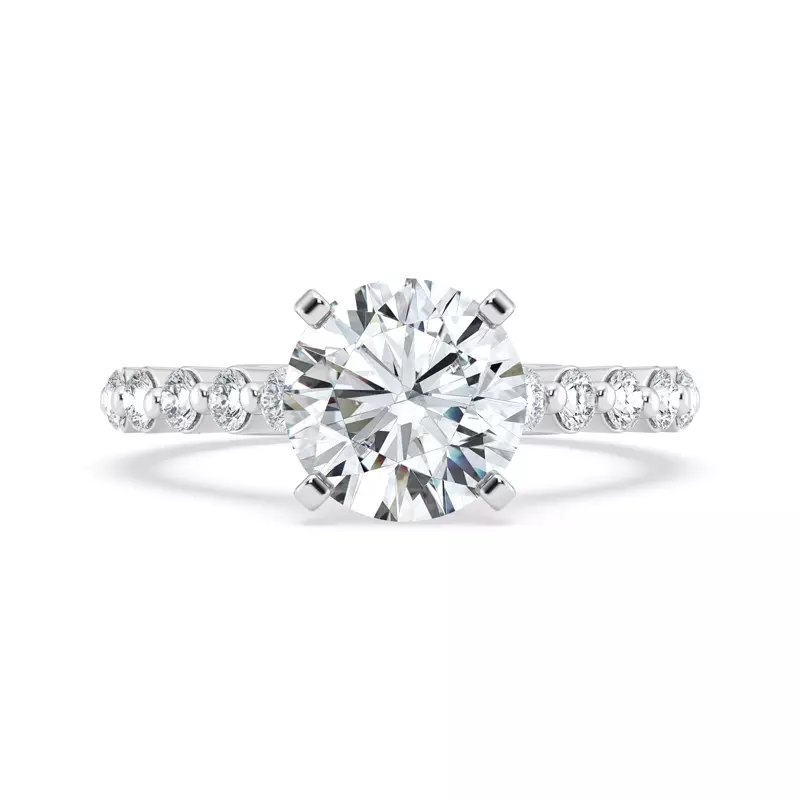 Tradition Hidden Halo Pavé Lab Shared Prong Cathedral Engagement Ring (.80ct. tw.)