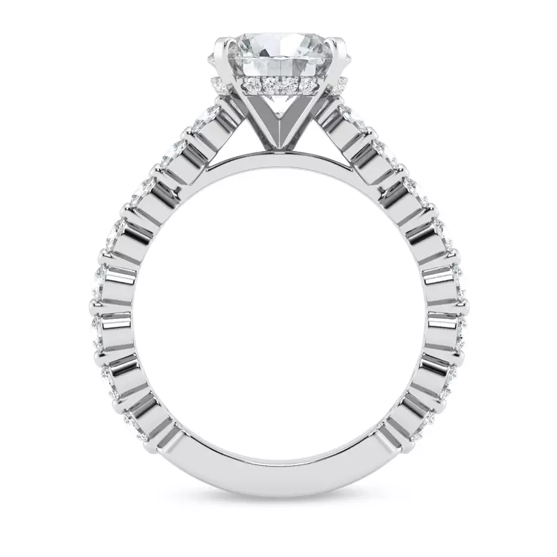 Platinum Tradition Hidden Halo Pavé Lab Shared Prong Cathedral Engagement Ring (.80ct. tw.)