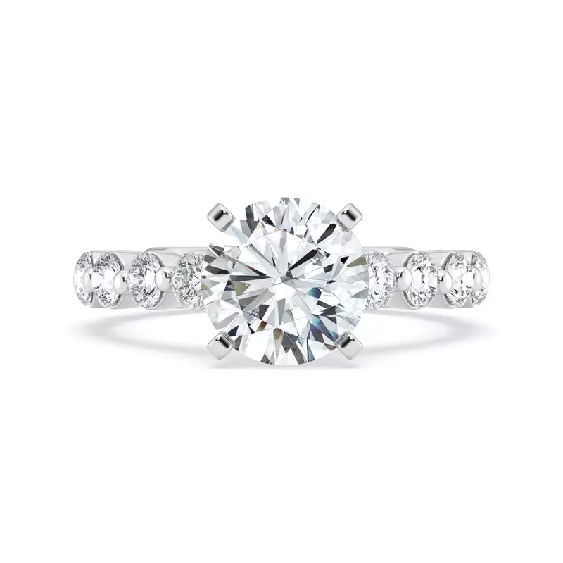 Platinum Tradition Hidden Halo Pavé Lab Shared Prong Cathedral Engagement Ring (1.05ct. tw.)