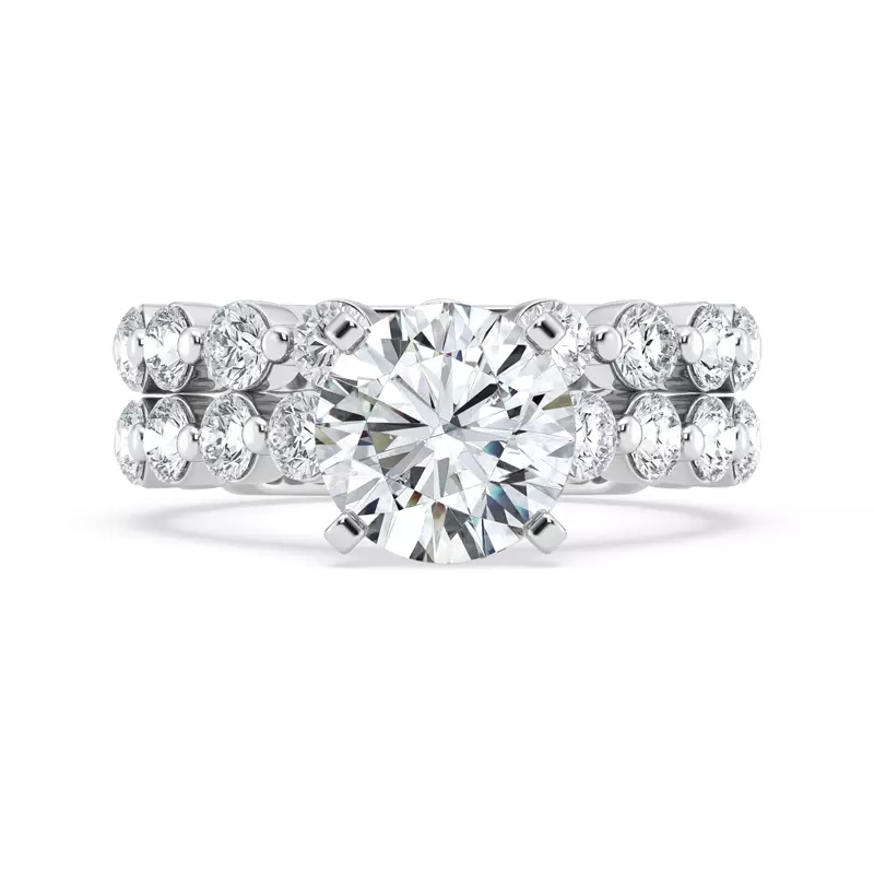 Platinum Tradition Hidden Halo Pavé Lab Shared Prong Cathedral Engagement Ring (1.05ct. tw.)