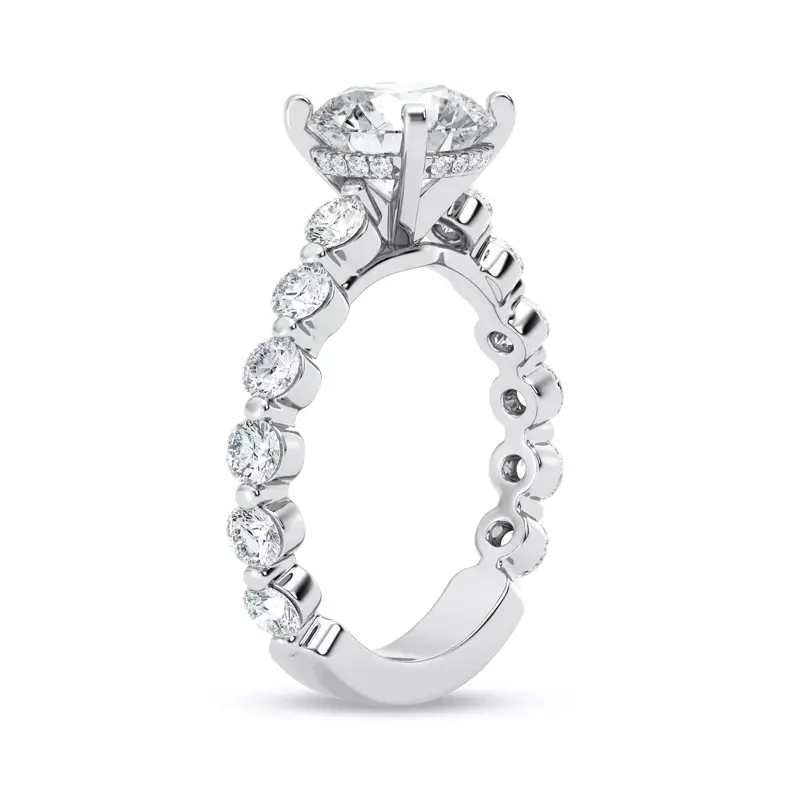 Platinum Tradition Hidden Halo Pavé Lab Shared Prong Cathedral Engagement Ring (1.05ct. tw.)