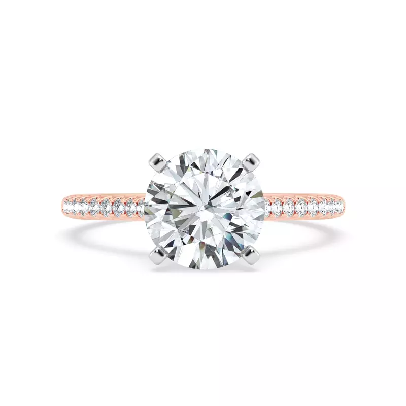 14K Rose Gold Tradition Pavé Lab Cathedral Engagement Ring (.15ct. tw.)