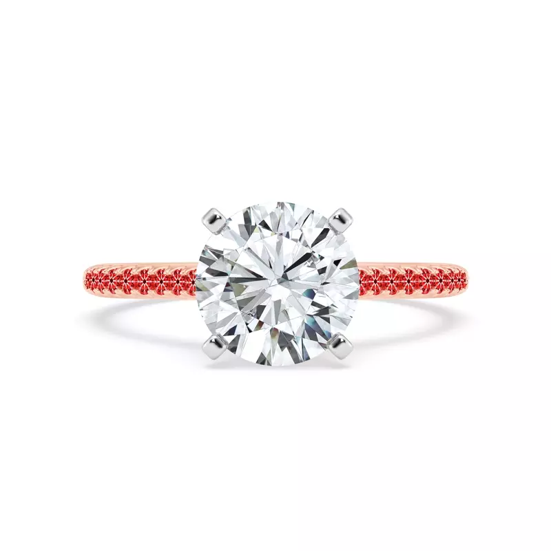 14K Rose Gold Tradition Pavé Lab Cathedral Engagement Ring (.15ct. tw.)