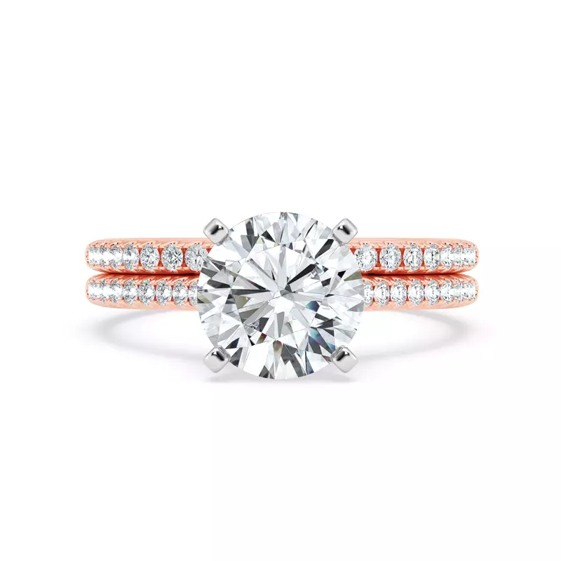 14K Rose Gold Tradition Pavé Lab Cathedral Engagement Ring (.15ct. tw.)