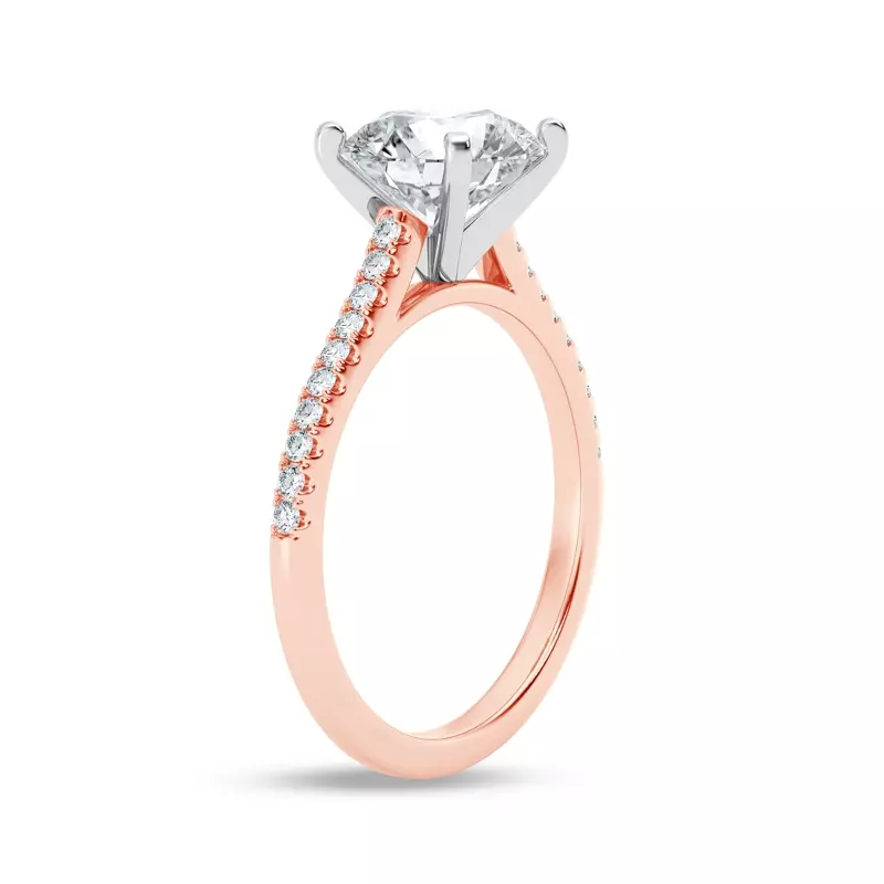 14K Rose Gold Tradition Pavé Lab Cathedral Engagement Ring (.15ct. tw.)