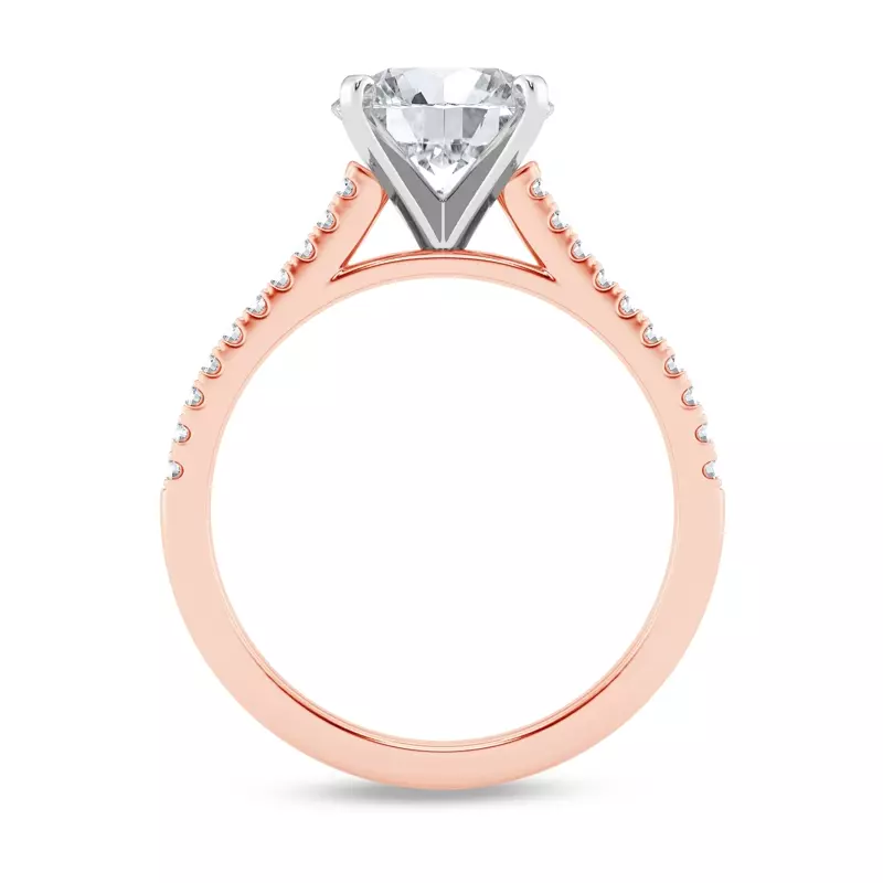 14K Rose Gold Tradition Pavé Lab Cathedral Engagement Ring (.15ct. tw.)