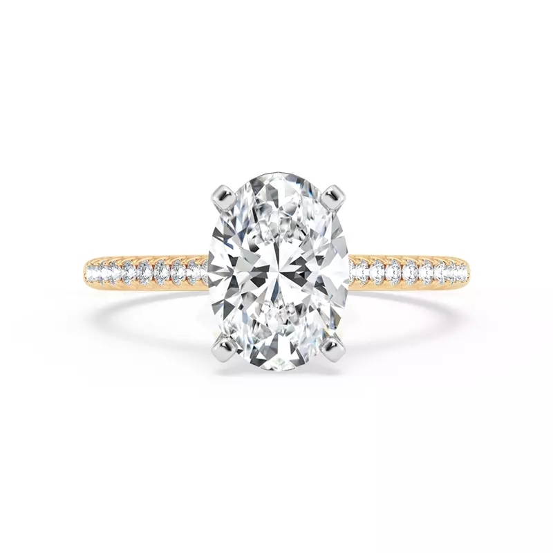 Tradition Pavé Lab Cathedral Engagement Ring (.15ct. tw.) - 14K Yellow Gold