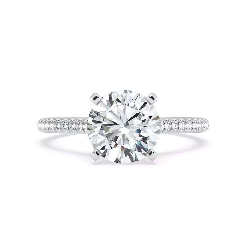 Platinum Tradition Pavé Lab Cathedral Engagement Ring (.15ct. tw.)