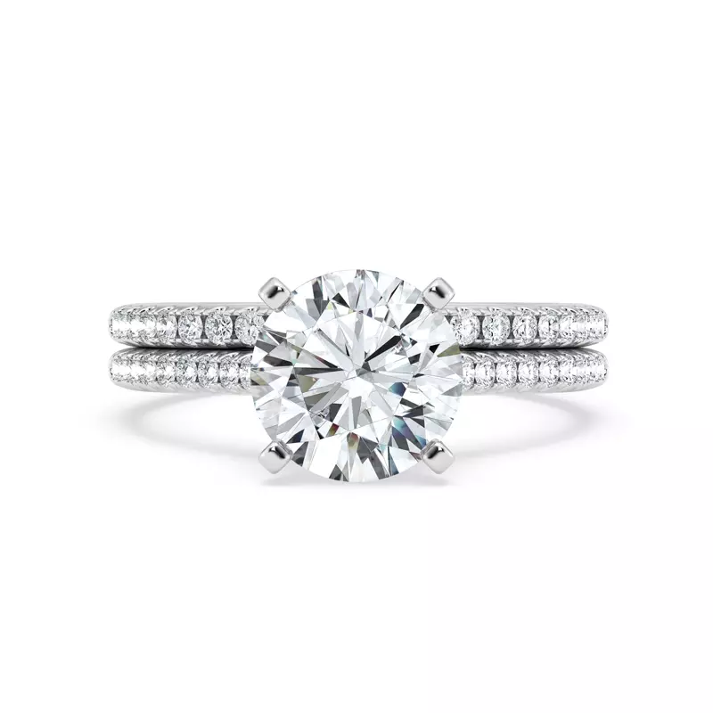 Platinum Tradition Pavé Lab Cathedral Engagement Ring (.15ct. tw.)