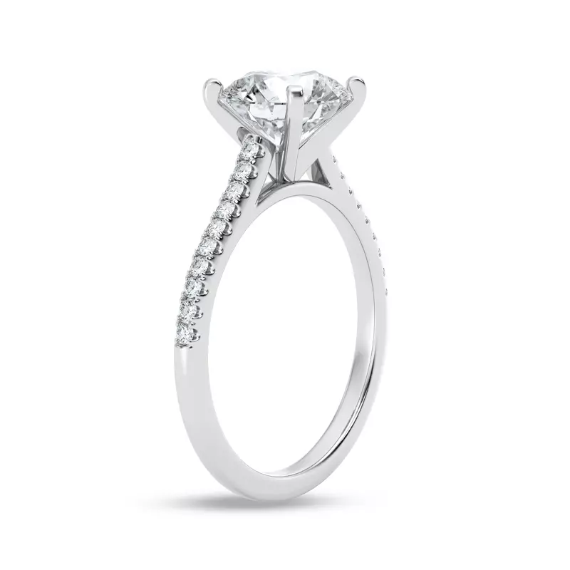 Platinum Tradition Pavé Lab Cathedral Engagement Ring (.15ct. tw.)