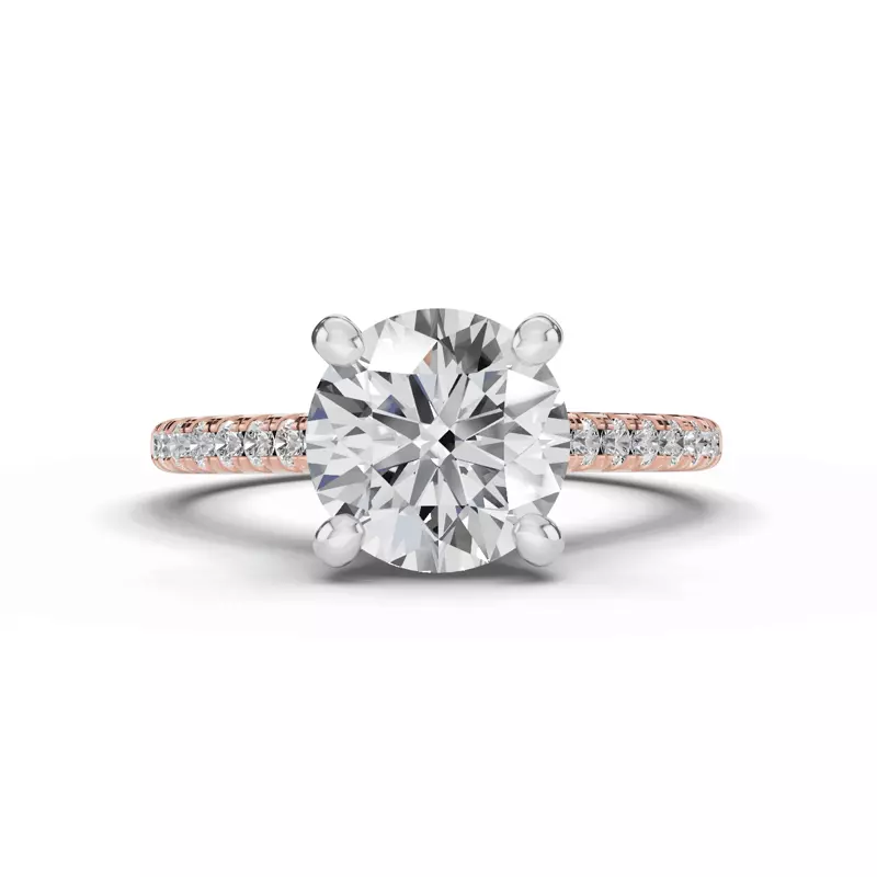 14K Rose Gold Tradition Pavé Lab Cathedral Engagement Ring (1/5ct. tw.)
