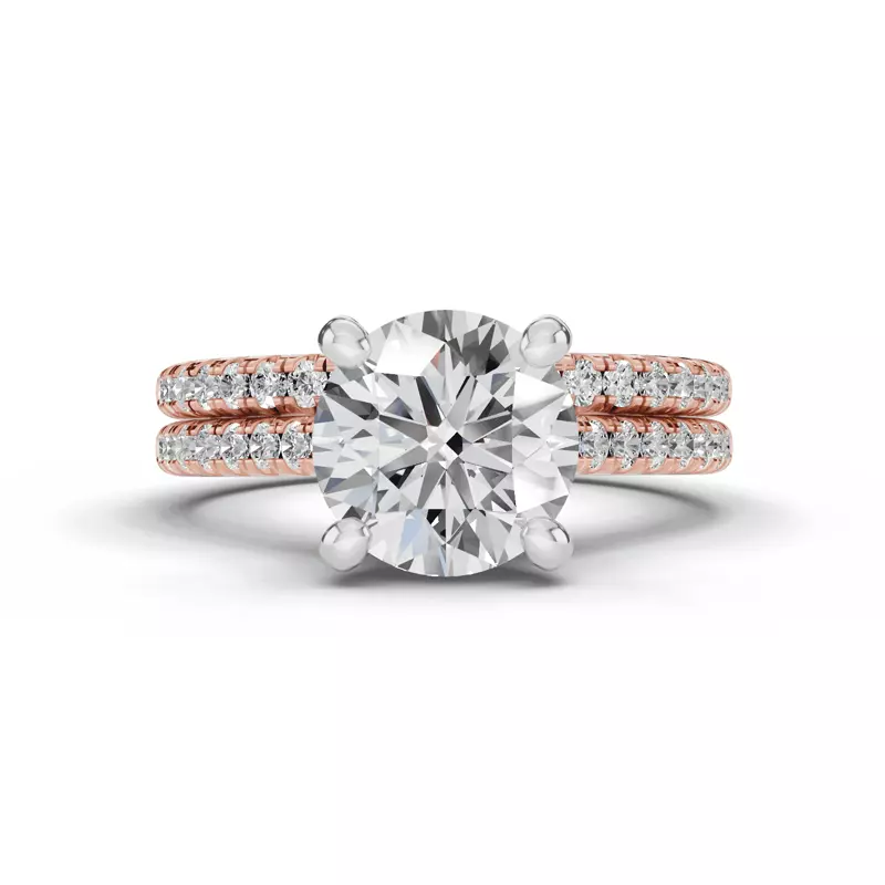14K Rose Gold Tradition Pavé Lab Cathedral Engagement Ring (1/5ct. tw.)