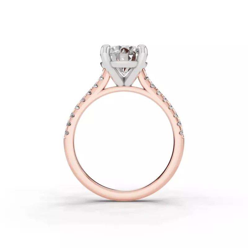14K Rose Gold Tradition Pavé Lab Cathedral Engagement Ring (1/5ct. tw.)
