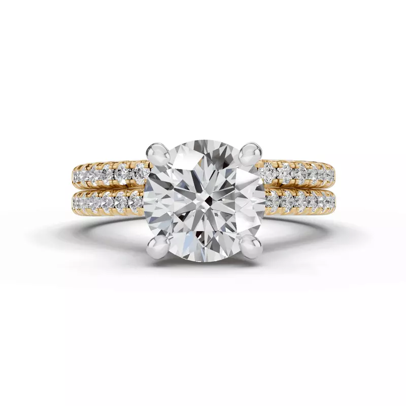 14K Yellow Gold Tradition Pavé Lab Cathedral Engagement Ring (1/5ct. tw.)