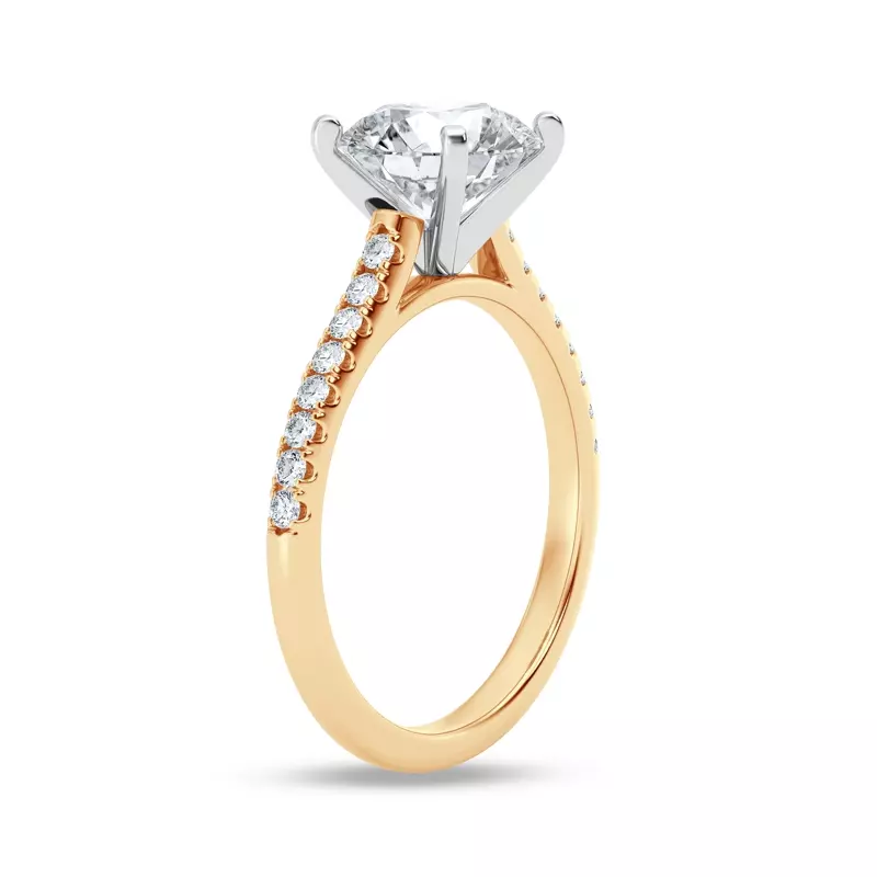 14K Yellow Gold Tradition Pavé Lab Cathedral Engagement Ring (1/5ct. tw.)