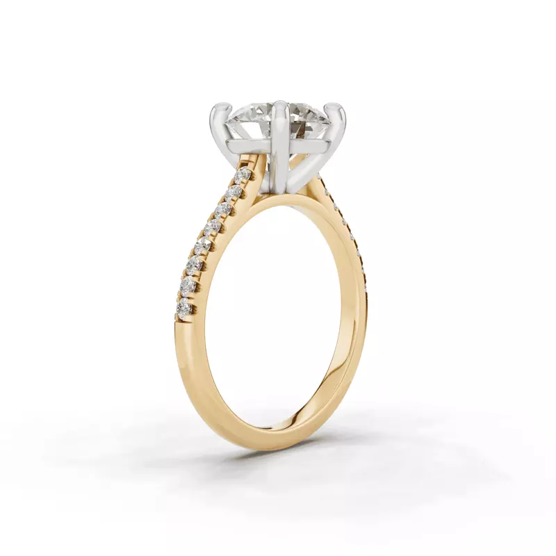 14K Yellow Gold Tradition Pavé Lab Cathedral Engagement Ring (1/5ct. tw.)