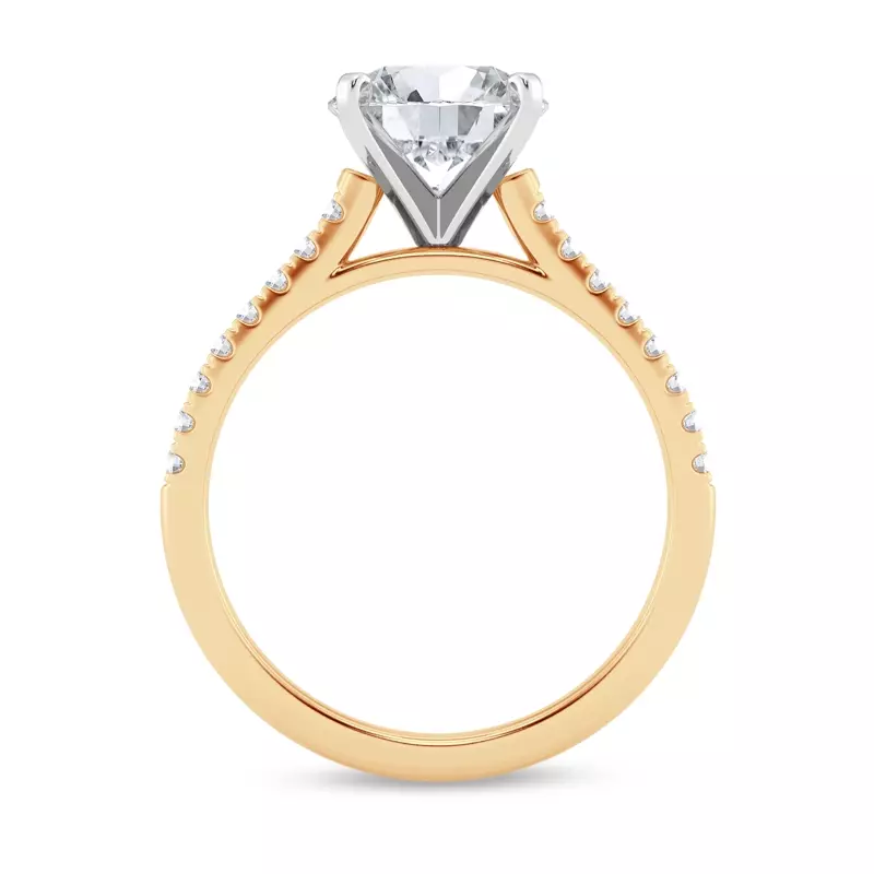 14K Yellow Gold Tradition Pavé Lab Cathedral Engagement Ring (1/5ct. tw.)