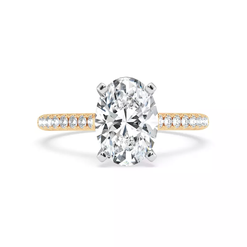 Tradition Pavé Lab Cathedral Engagement Ring (1/5ct. tw.) - 14K Yellow Gold